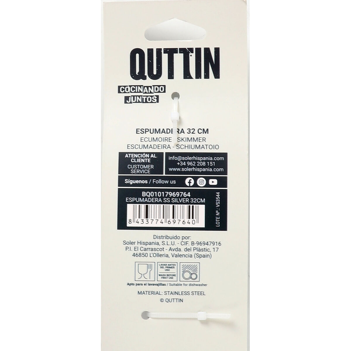 Skimmer Quttin Stainless steel 11,5 x 32 cm (32 cm)