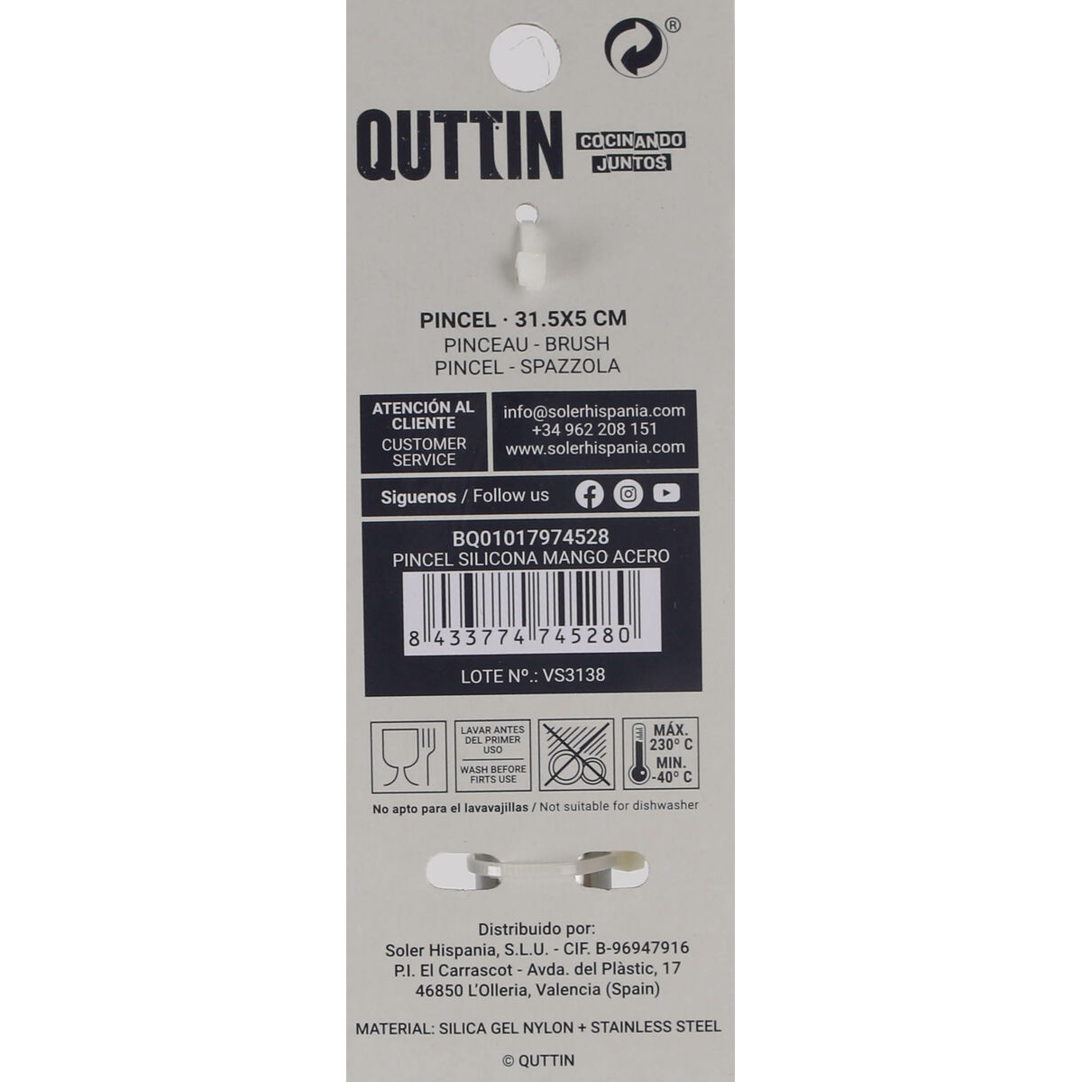 Kitchen Brush Quttin Silicone Stainless steel Steel (24 Units)