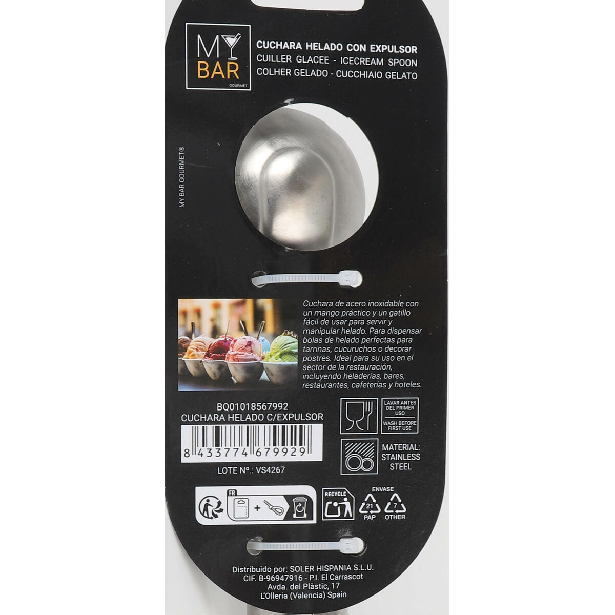 Ice cream Spoon Quttin 62955 Stainless steel Silver 18 x 5 x 4 cm (12 Units)