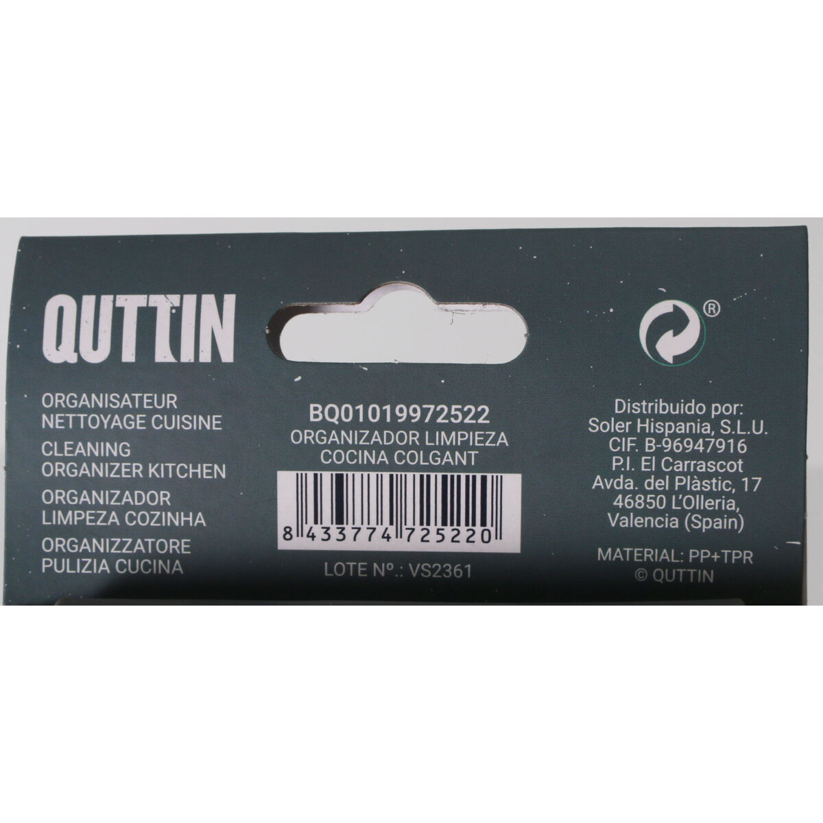 Kitchen Sink Tidy Quttin Double White 15 x 9 x 12 cm (12 Units)