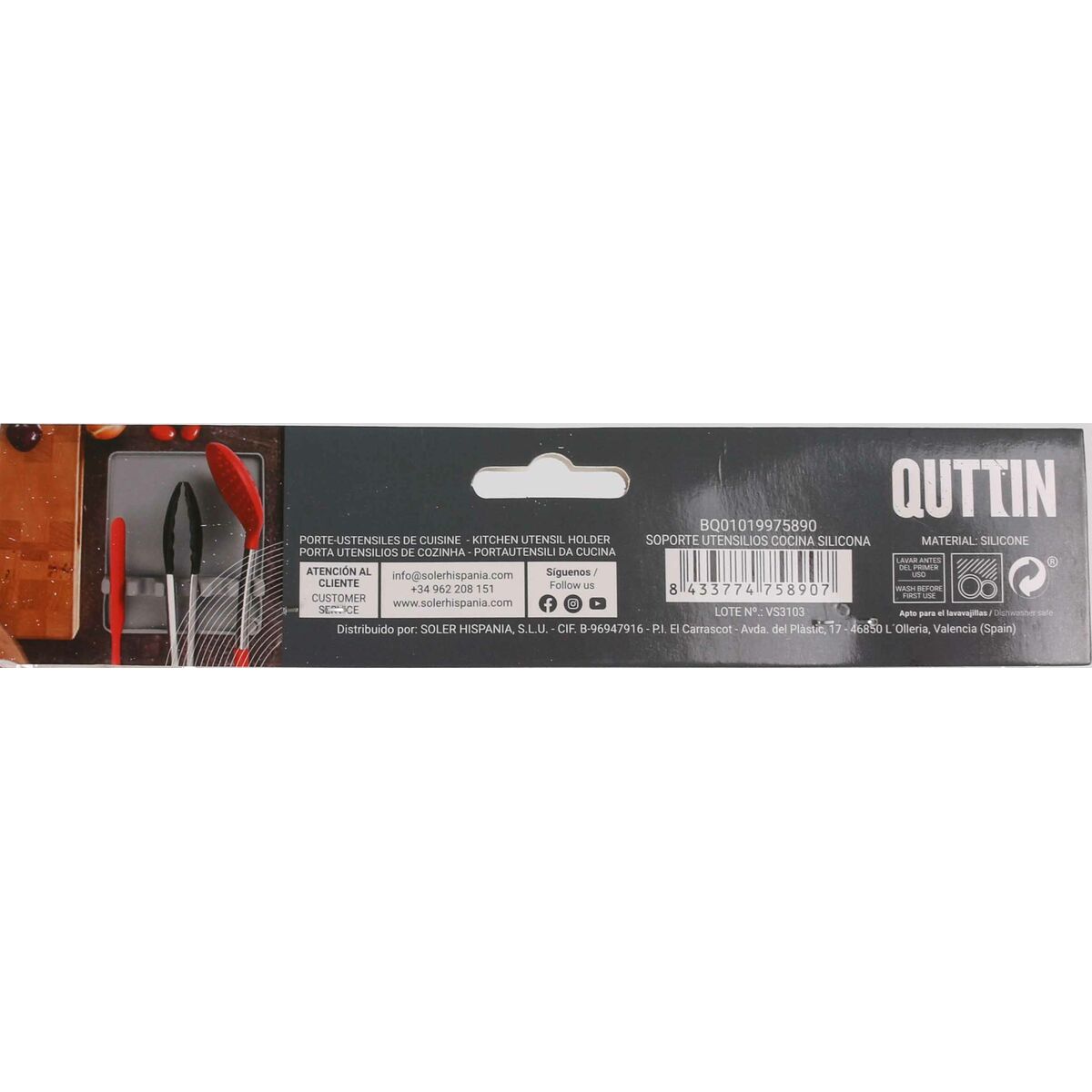 Kitchen Utensils Stand Quttin Silicone 20 x 17 x 4 cm (12 Units)