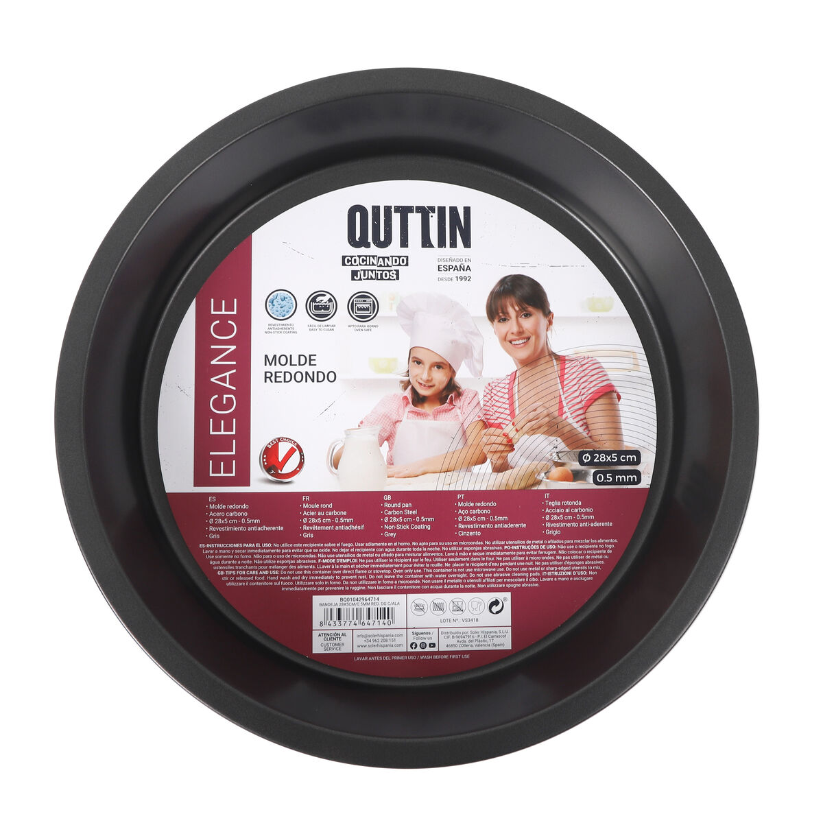 Baking tray Quttin Circular 28 x 5 cm (12 Units)