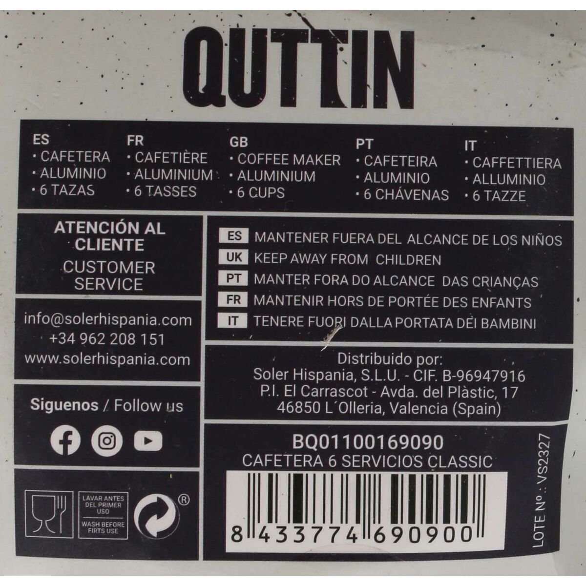 Italian Coffee Pot Quttin 6 Cups (6 Units)