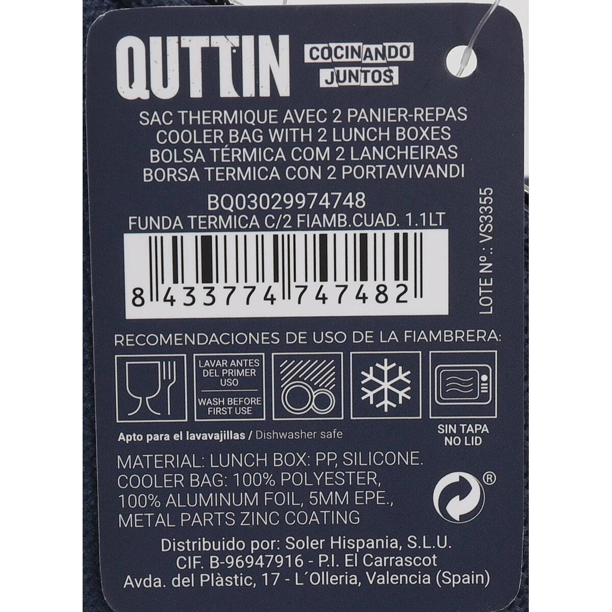 Cool Bag Quttin Lunch box Squared 17 x 17 x 16,56 cm (8 Units)