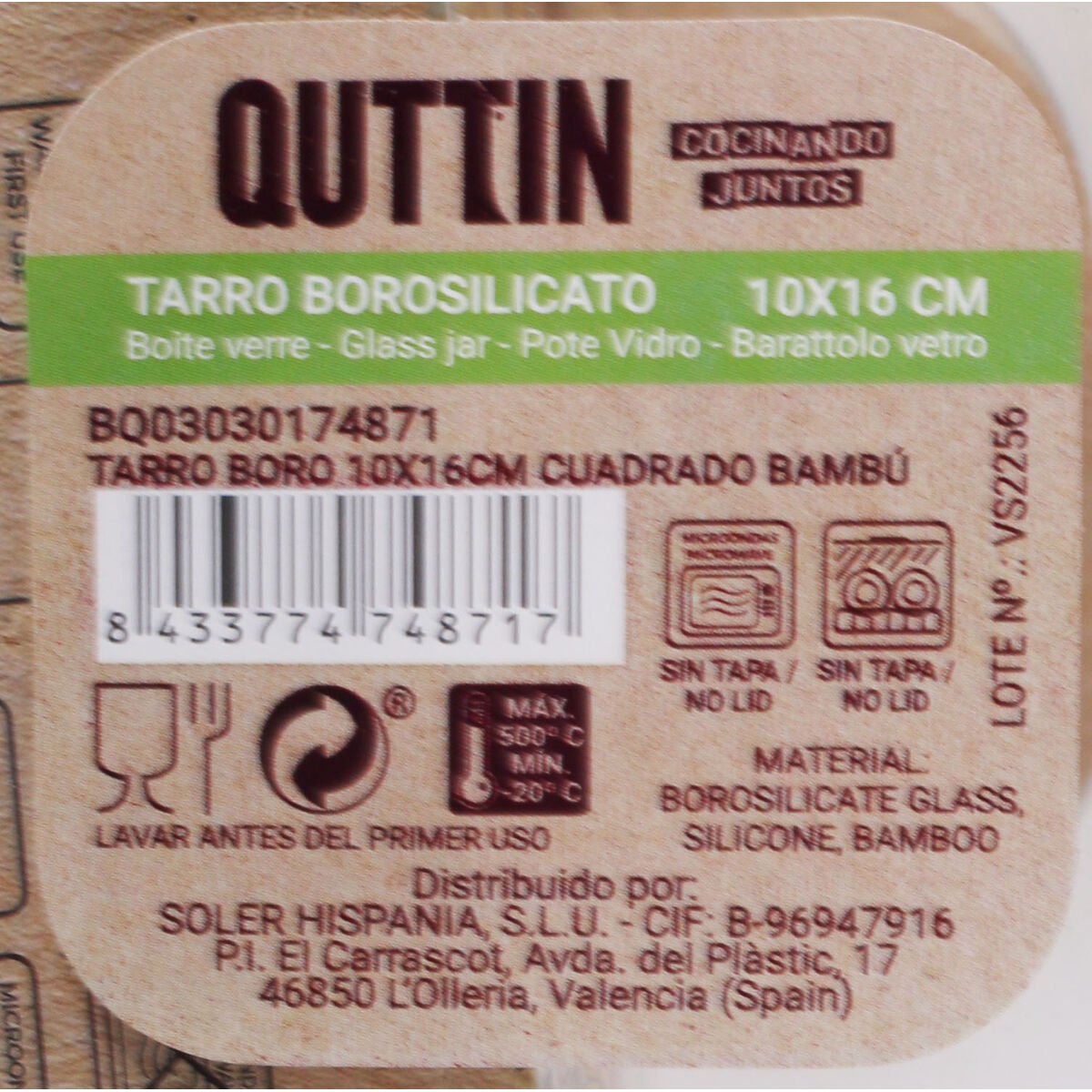 Jar Quttin Bamboo Squared 1,2 L (12 Units)