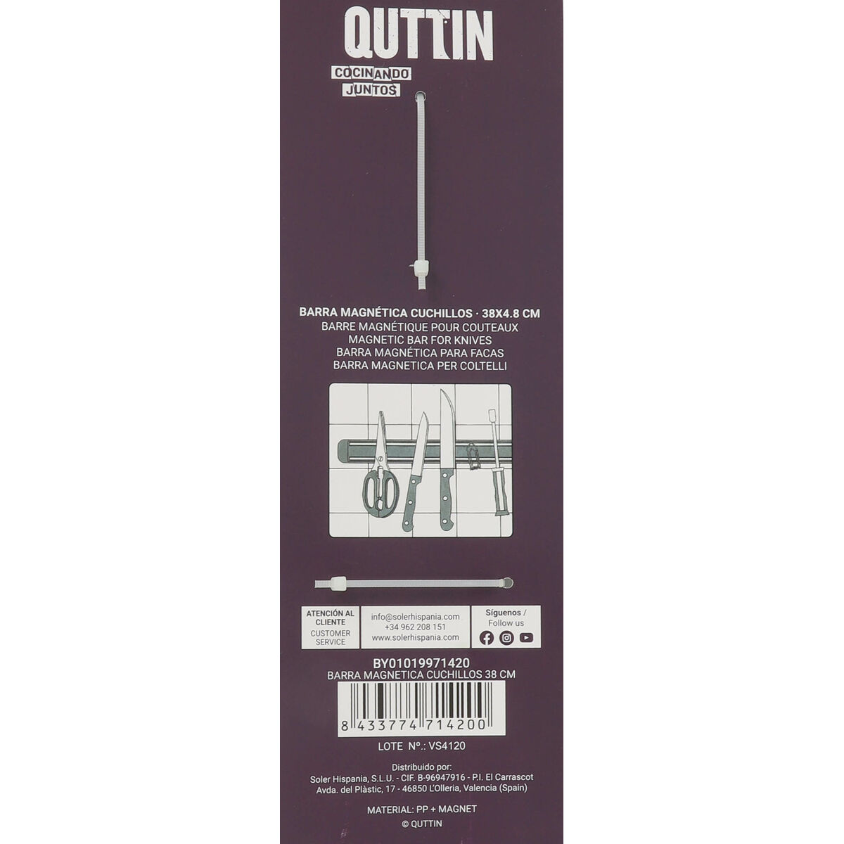 Magnetic knife rack Quttin 107463 (38 cm) 38 x 4,8 cm