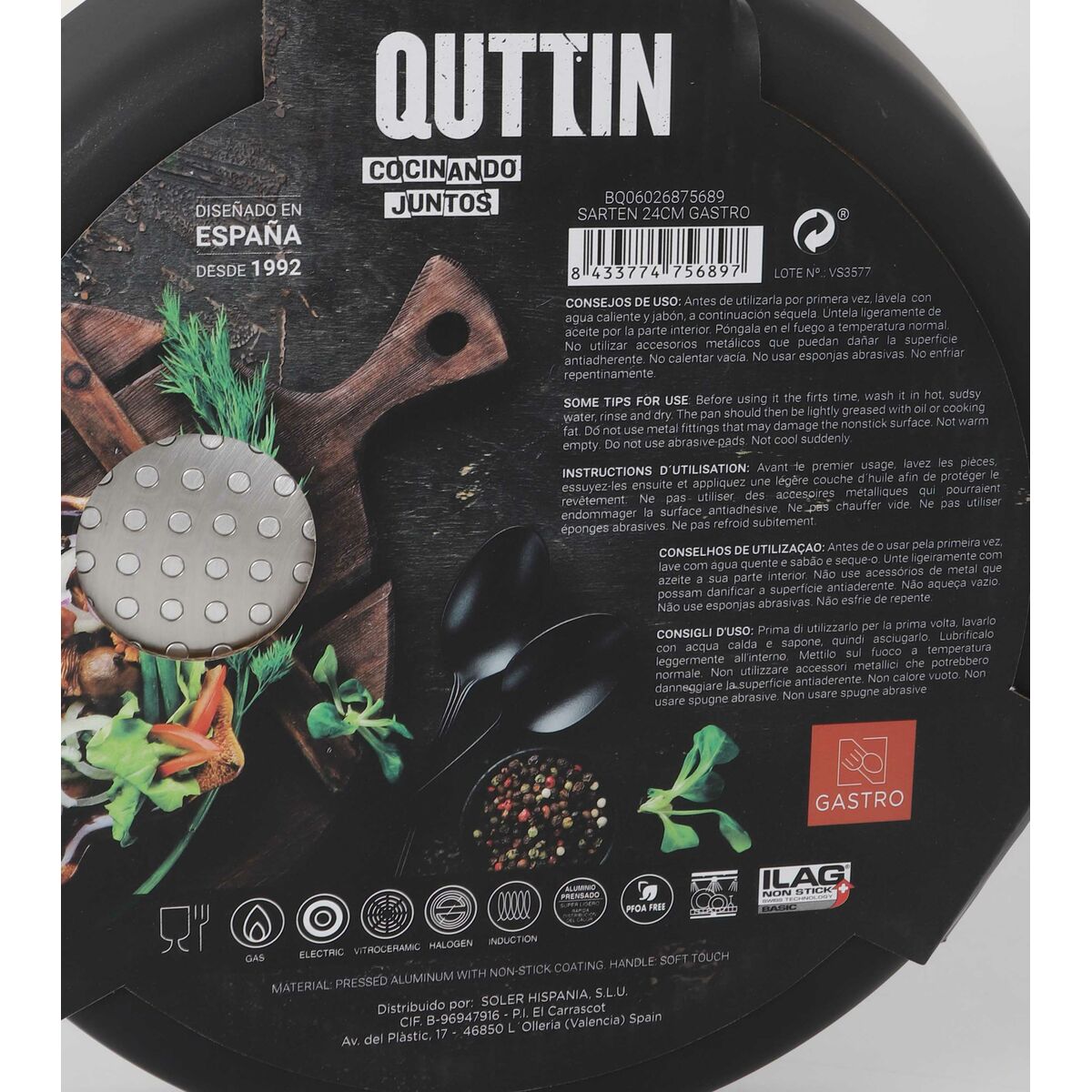 Pan Quttin Gastro Black Orange 43 x 25 x 5 cm (6 Units)
