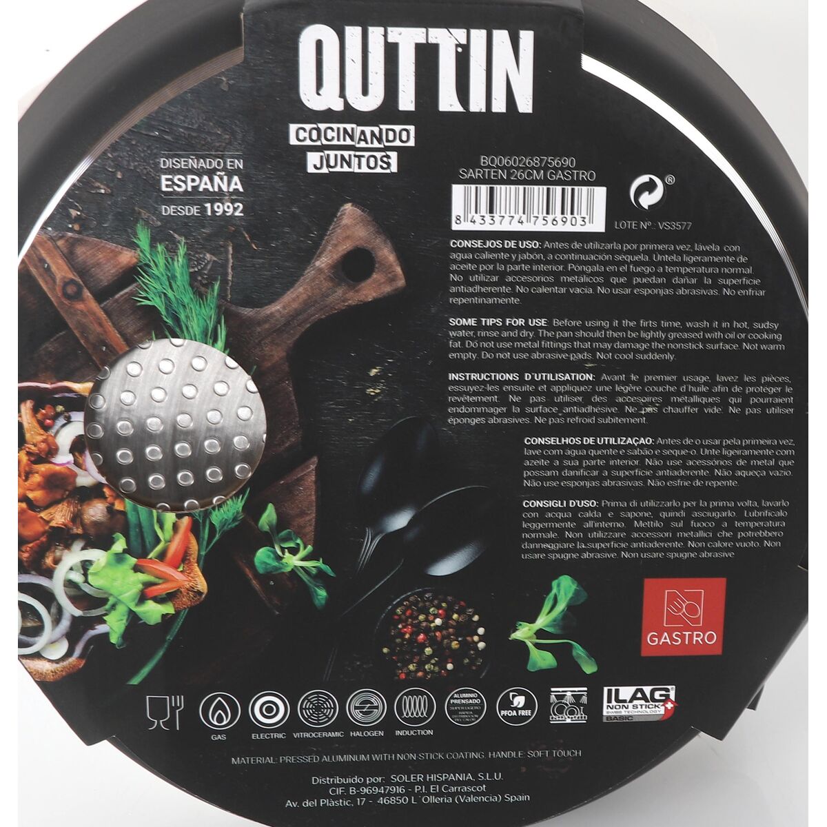 Pan Quttin Gastro Black Orange 42 x 27,5 x 5,4 cm (6 Units)