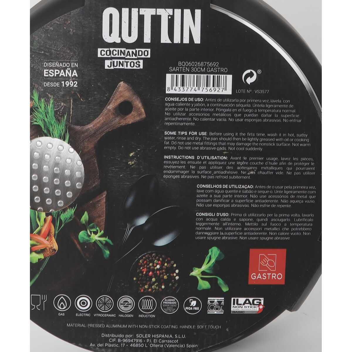 Pan Quttin Gastro Black Orange 48,5 x 31,2 x 6 cm (6 Units)