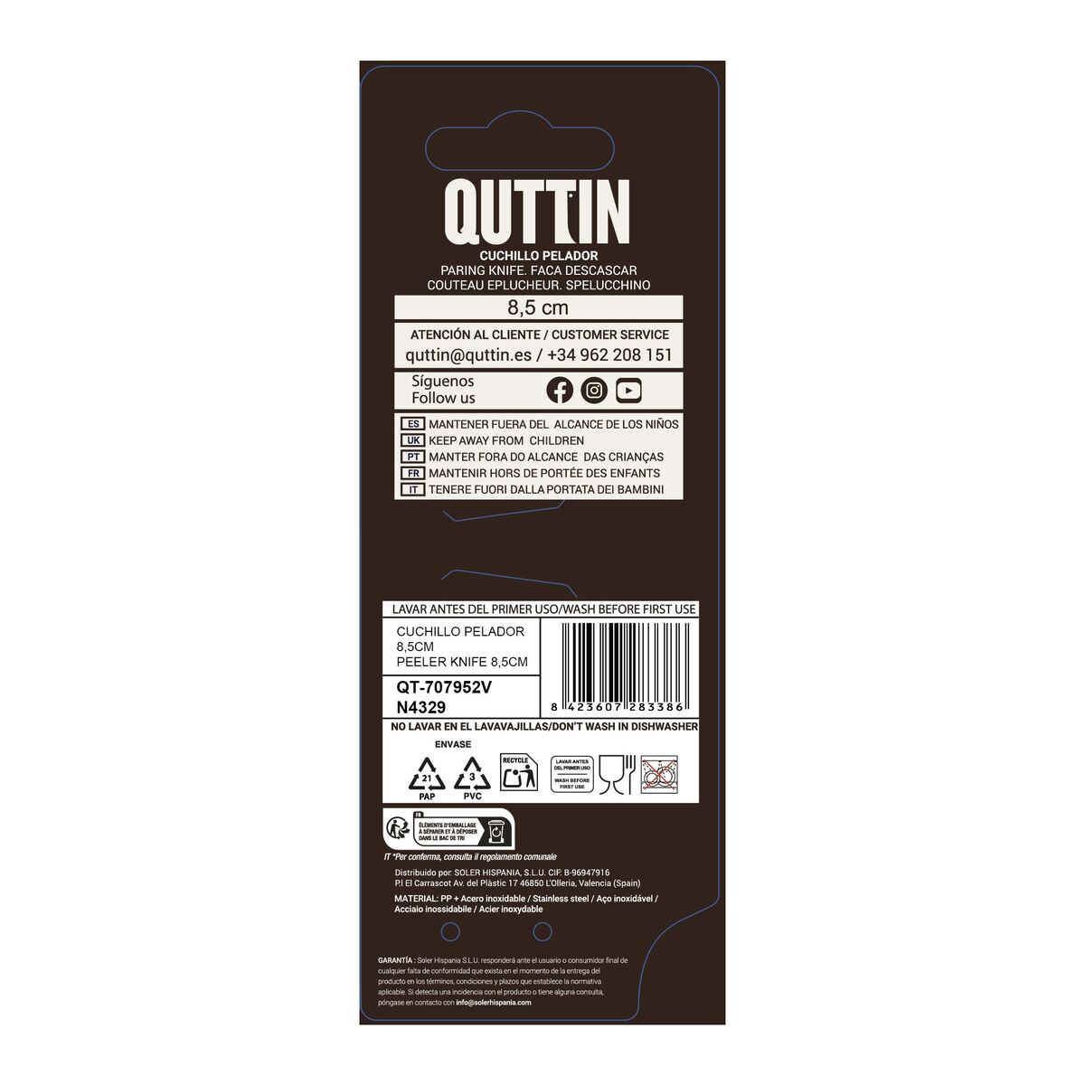 Peeler Knife Quttin Kasual 19 x 1,7 x 1,5 cm (48 Units)