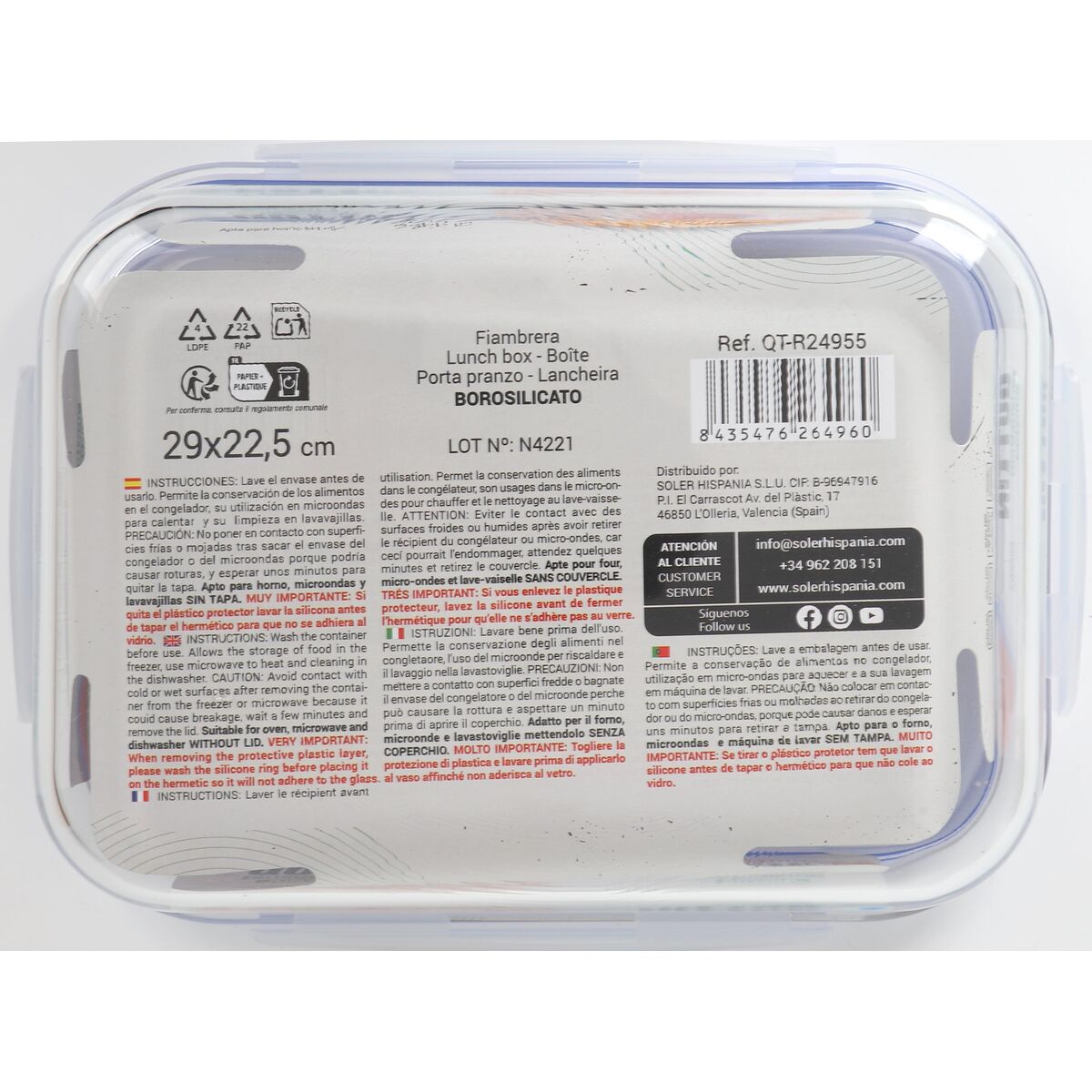 Hermetic Lunch Box Quttin   Rectangular 2,6 L (6 Units)