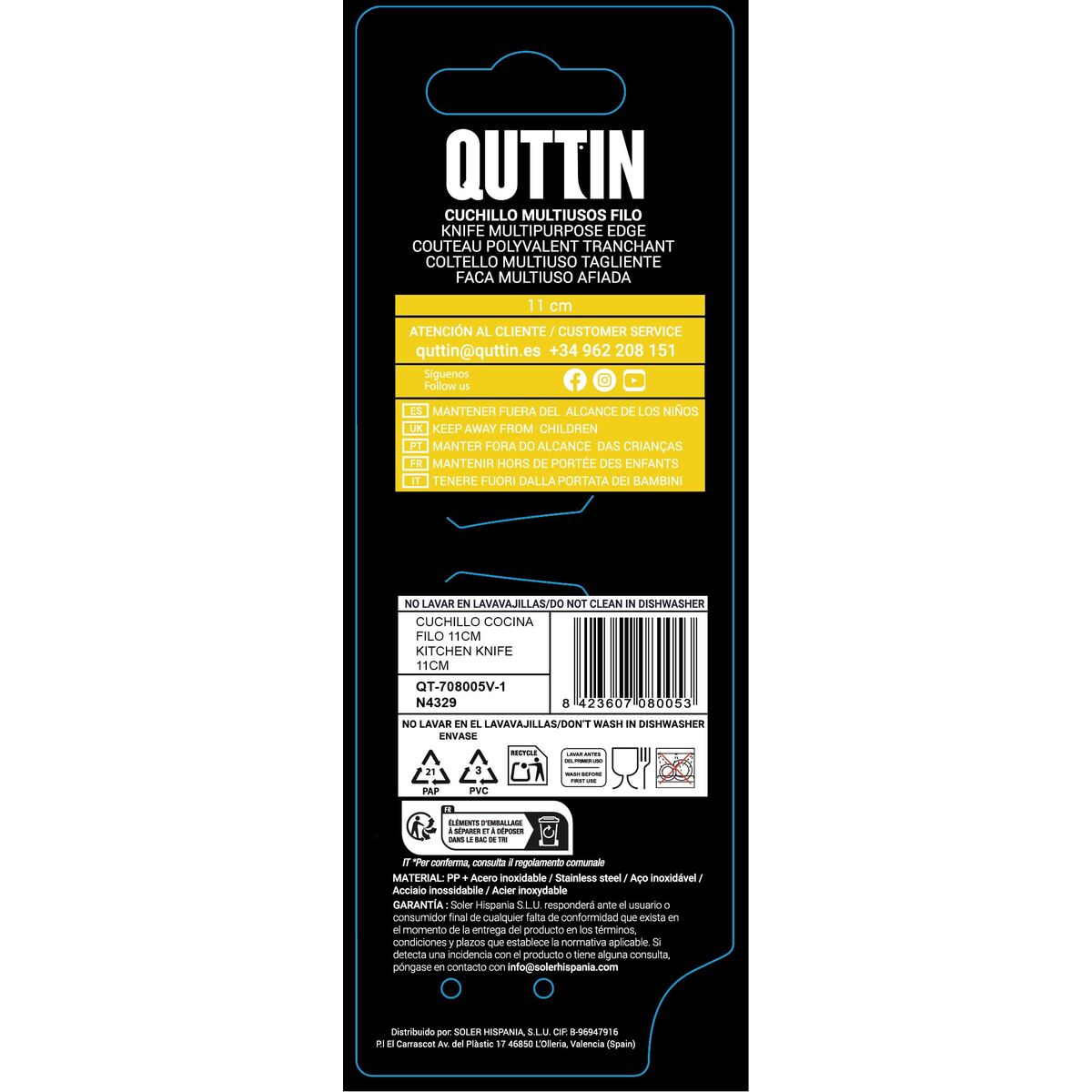 Knife Quttin Dark Multi-use 11 cm (48 Units)