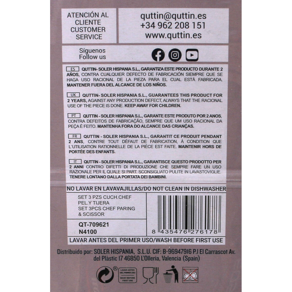 Kitchen Set Quttin Nero Black 3 Pieces (12 Units)