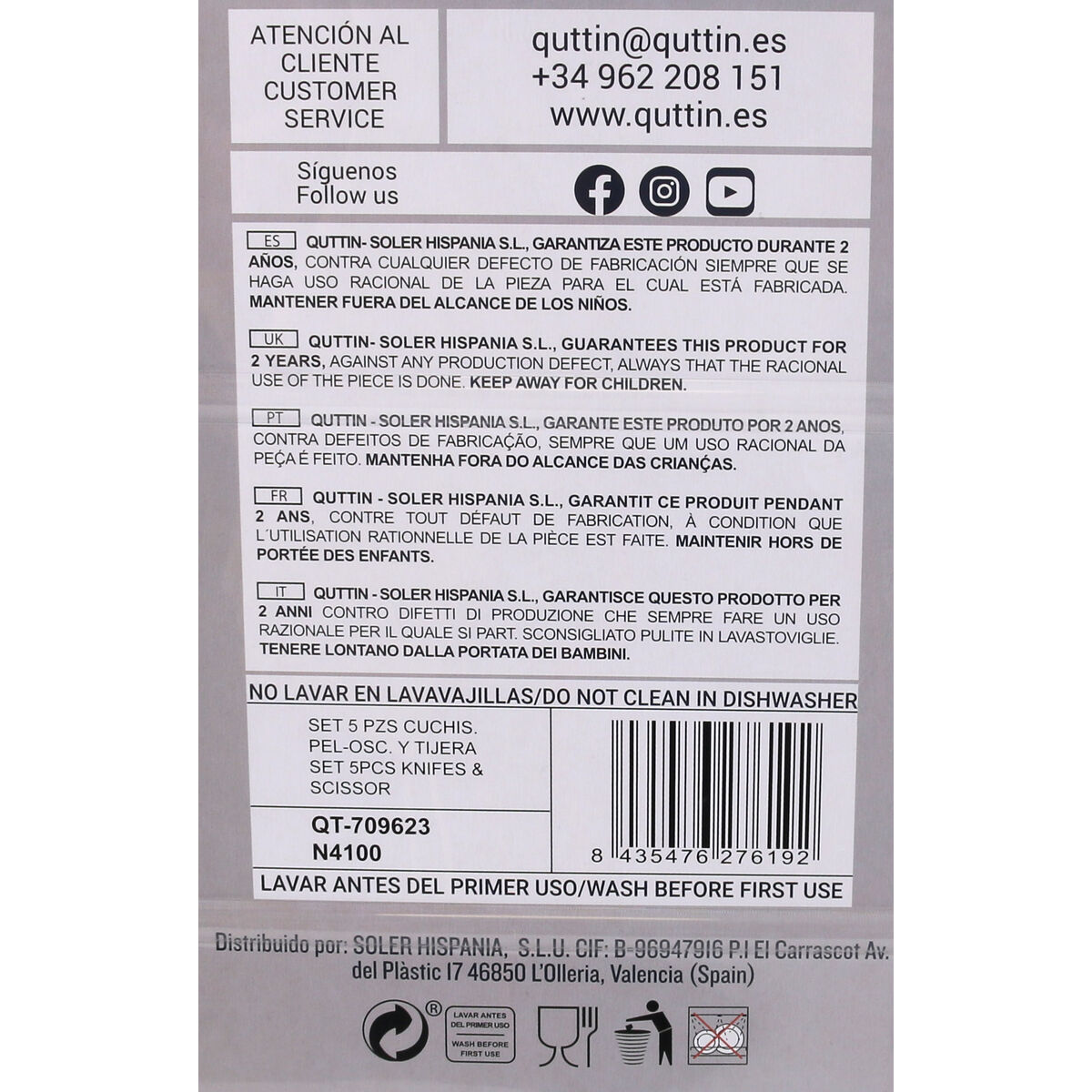 Kitchen Set Quttin Nero Black 5 Pieces (4 Units)