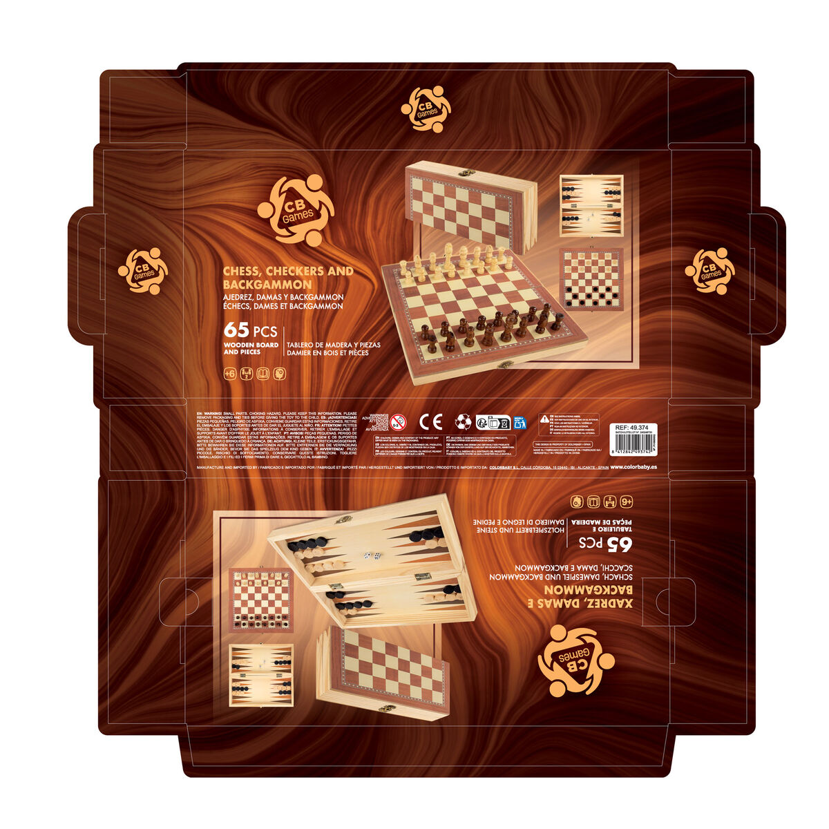 Chess and Checkers Board CB Games Wood Backgammon (6 Units)