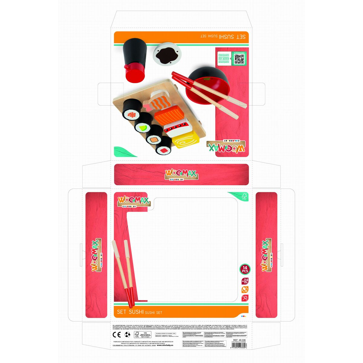 Wooden Game Woomax Sushi 14 Pieces (6 Units)