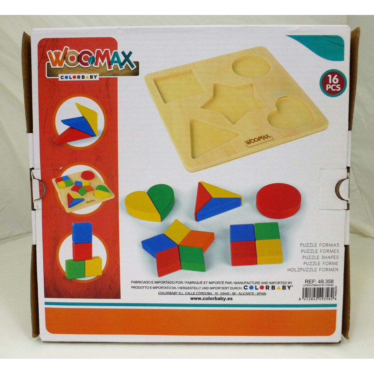 Child’s Wooden Puzzle Woomax Shapes + 12 Months 16 Pieces (6 Units)