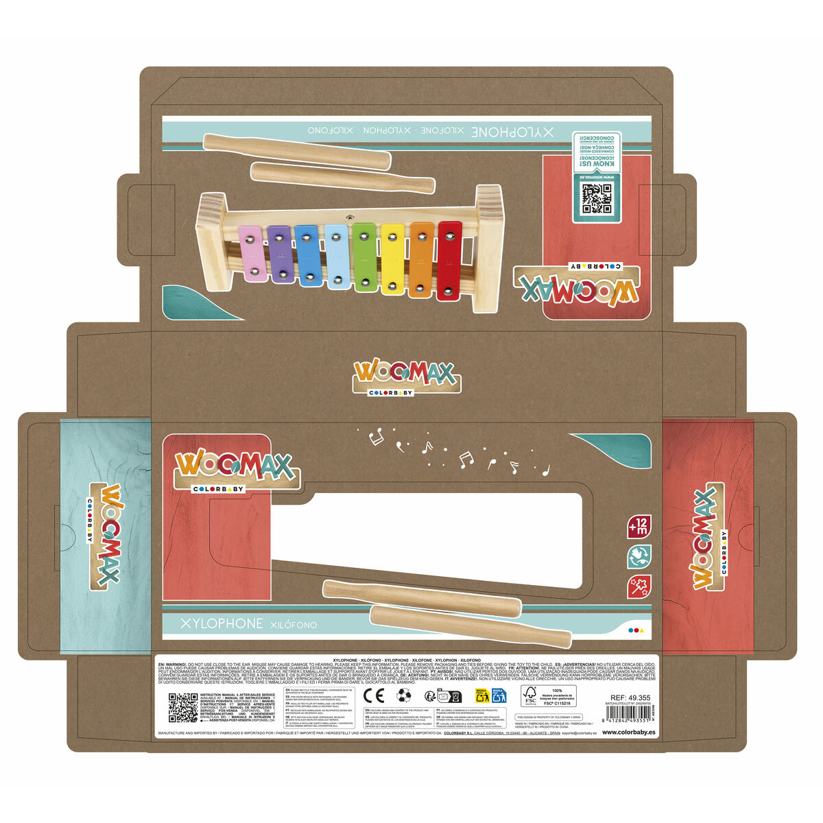 Xylophone Woomax Wood Metal 26 x 4,5 x 11,5 cm (6 Units)