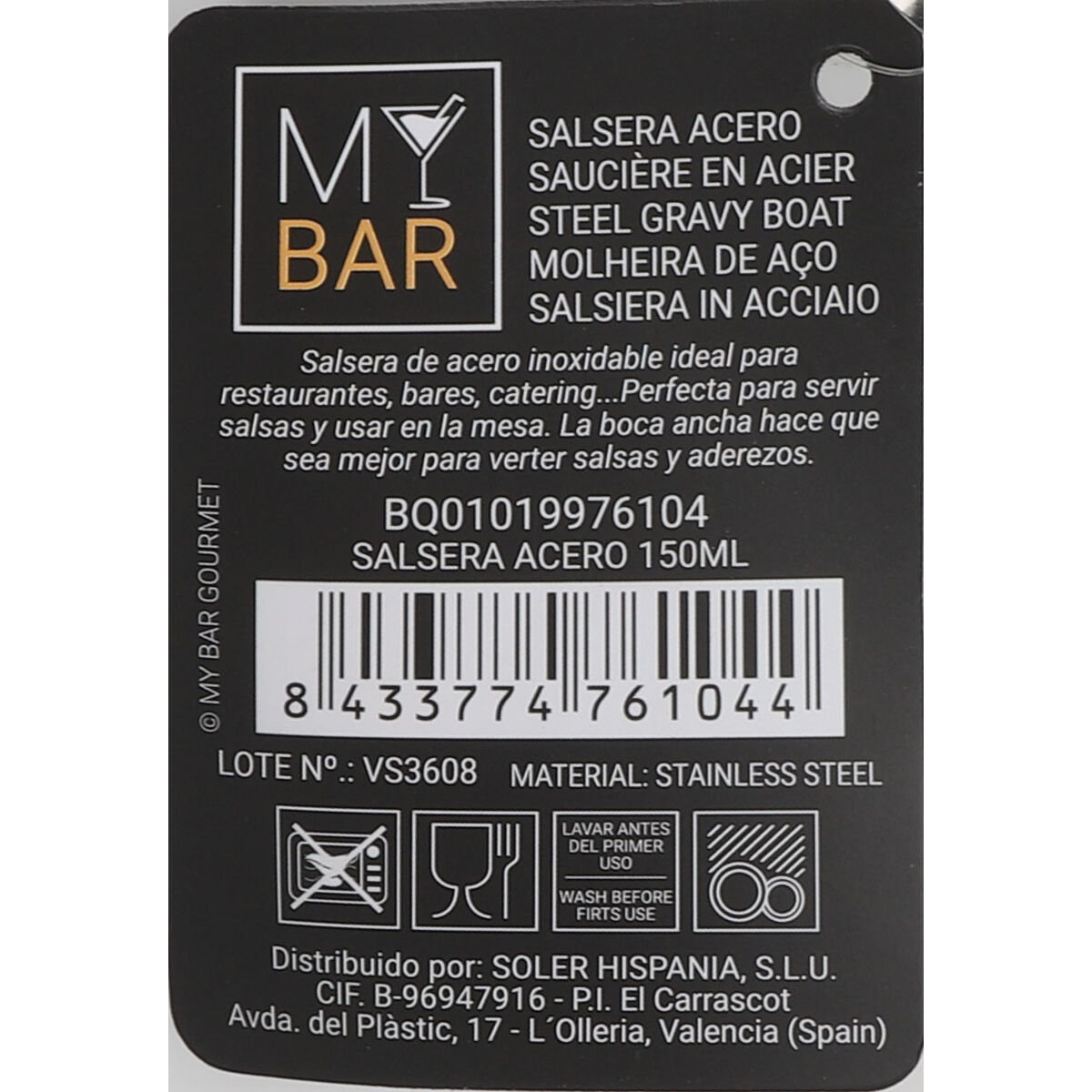 Sauce Boat Quttin Bar 150 ml Silver Steel (12 Units)