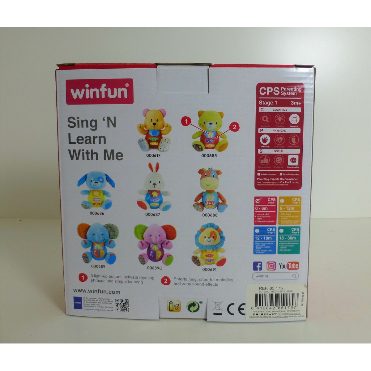 Soft toy with sounds Winfun Dog 15,5 x 16,5 x 11,5 cm (6 Units)