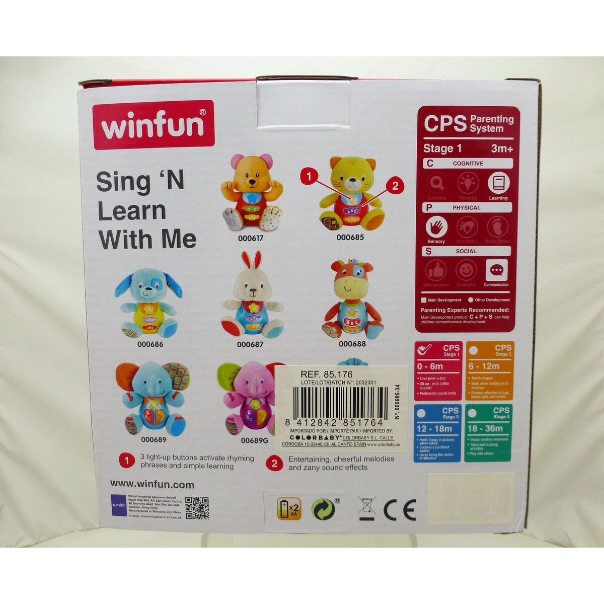 Soft toy with sounds Winfun Cat 16 x 17,5 x 10,5 cm (6 Units)