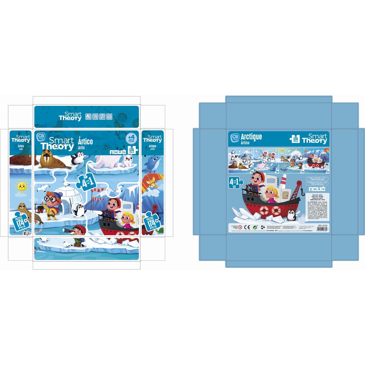 Child’s Puzzle Colorbaby Artic 4-in-1 174 Pieces 136 x 34 cm (6 Units)