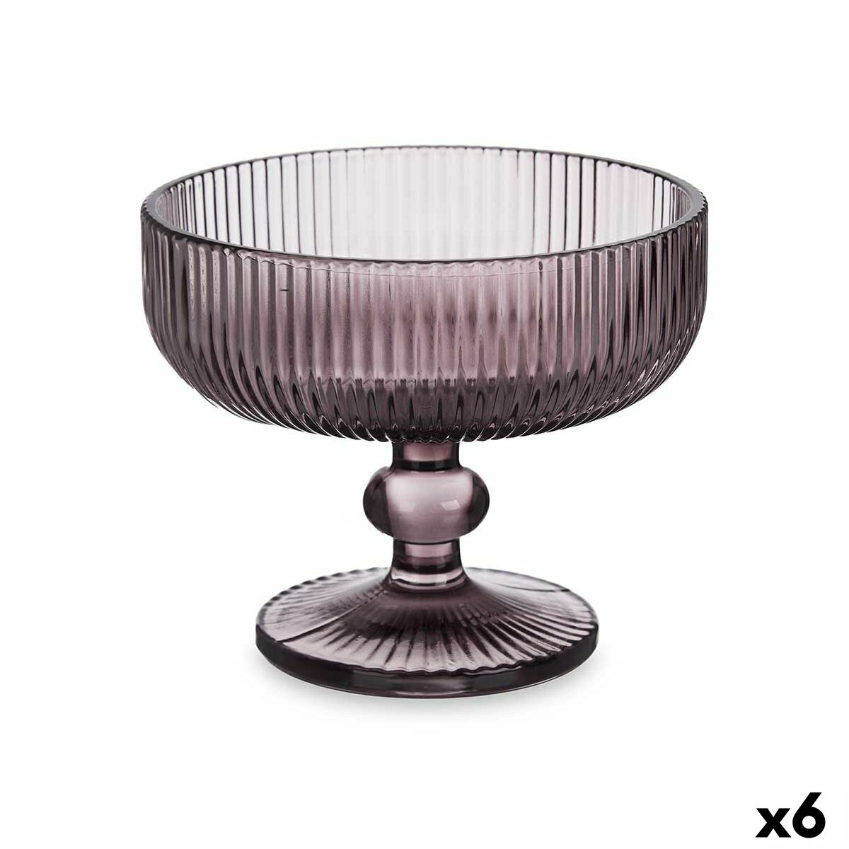 Ice Cream and Milk Shake Glass Vivalto Grey Pink Glass 310 ml Stripes (6 Units) Ice Cream and Milk Shake Glass Vivalto Grey Pink Glass 310 ml Stripes (6 Units)