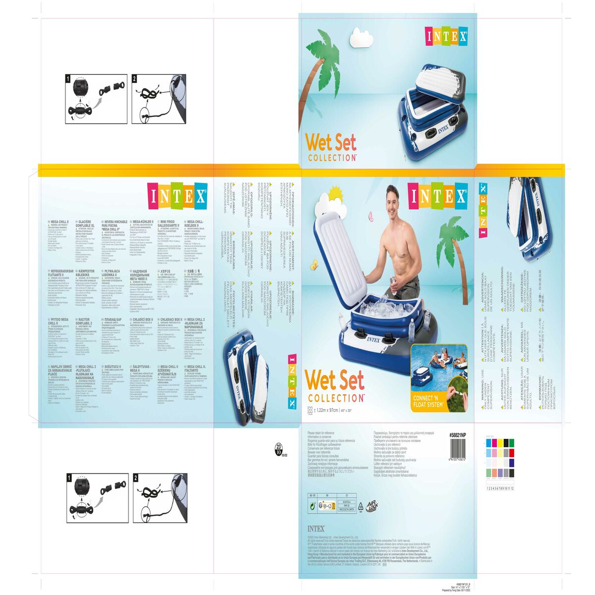 Floating Inflatable Cooler Intex Mega Chill II 122 x 97 x 122 cm (3 Units)
