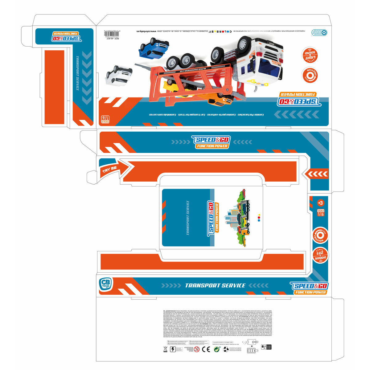 Truck Carrier and Friction Cars Speed & Go 37,5 x 12,5 x 10 cm (2 Units)
