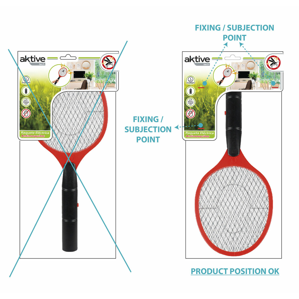 Electric Mosquito Repellent Aktive Racquet Stainless steel Plastic 18 x 46 x 3 cm (12 Units)