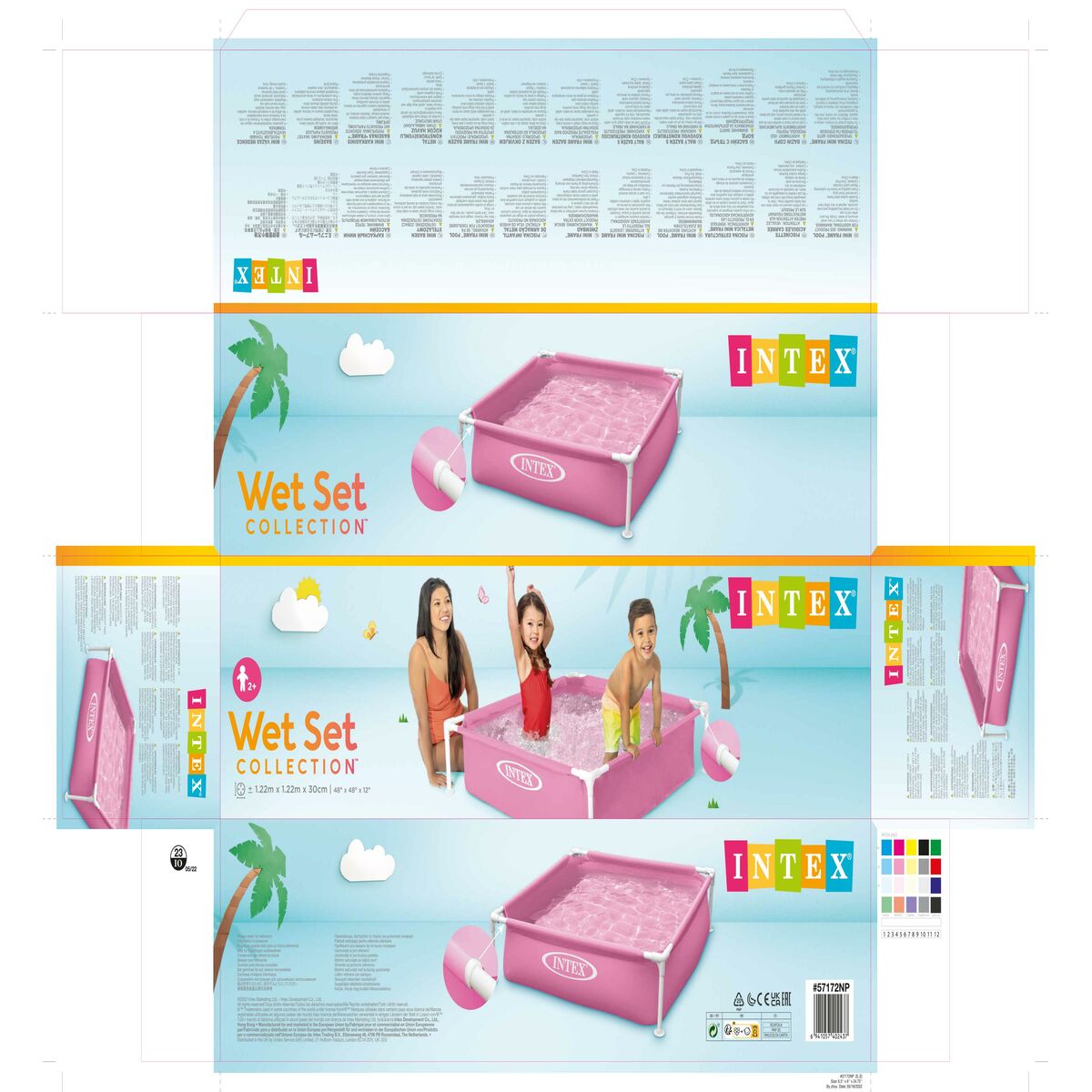Removable pool Intex 342 L 122 x 30 x 122 cm Pink (3 Units)
