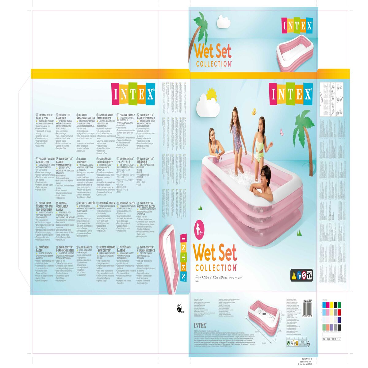 Inflatable Paddling Pool for Children Intex 1050 L 305 x 56 x 183 cm Pink (2 Units)