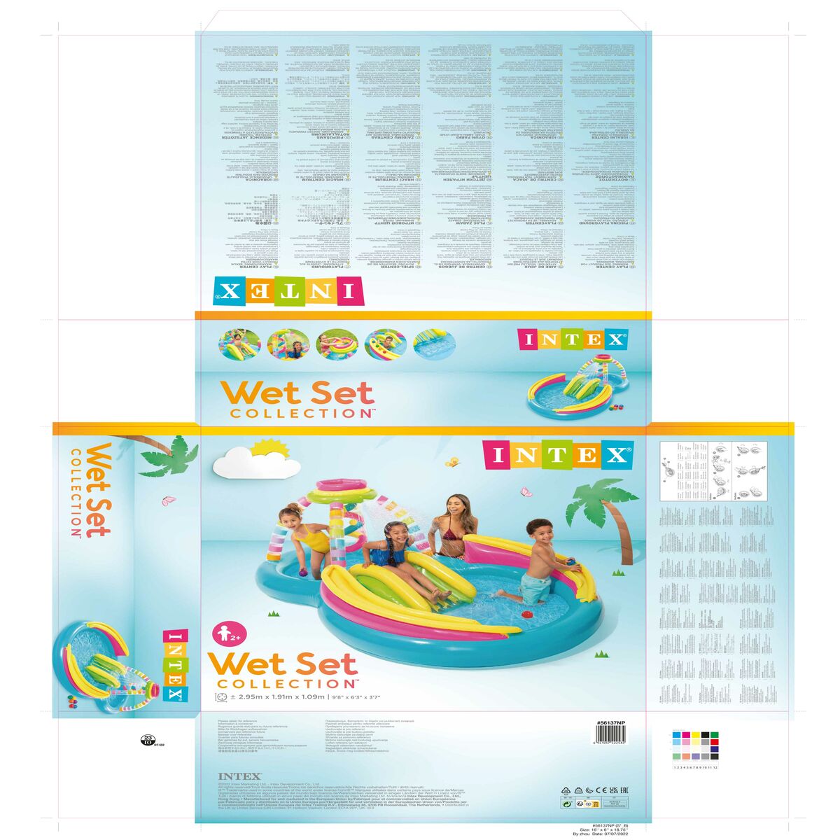 Inflatable Paddling Pool for Children Intex Rainbow 374 L 295 x 109 x 191 cm (2 Units)