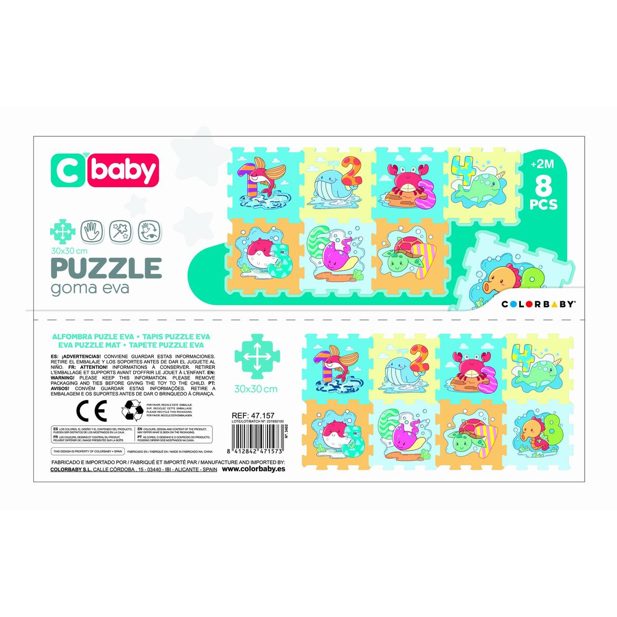 Play mat Colorbaby Navy EVA 8 Pieces (4 Units)