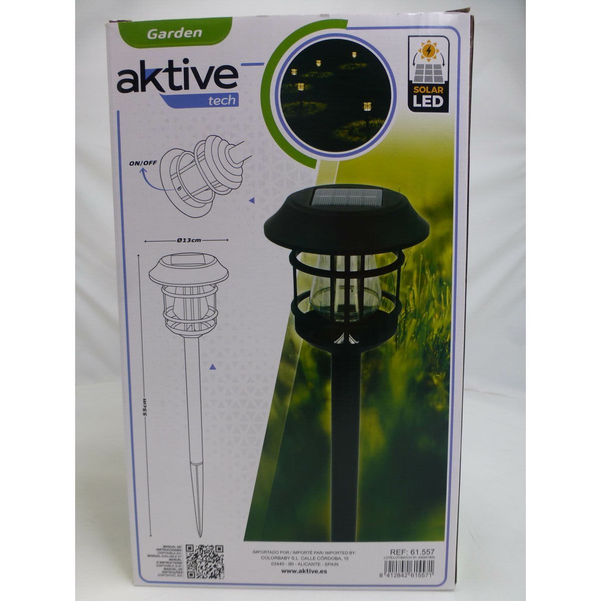 Set of solar garden lights Aktive 2 Pieces Stainless steel Plastic 13 x 55 x 13 cm (4 Units)