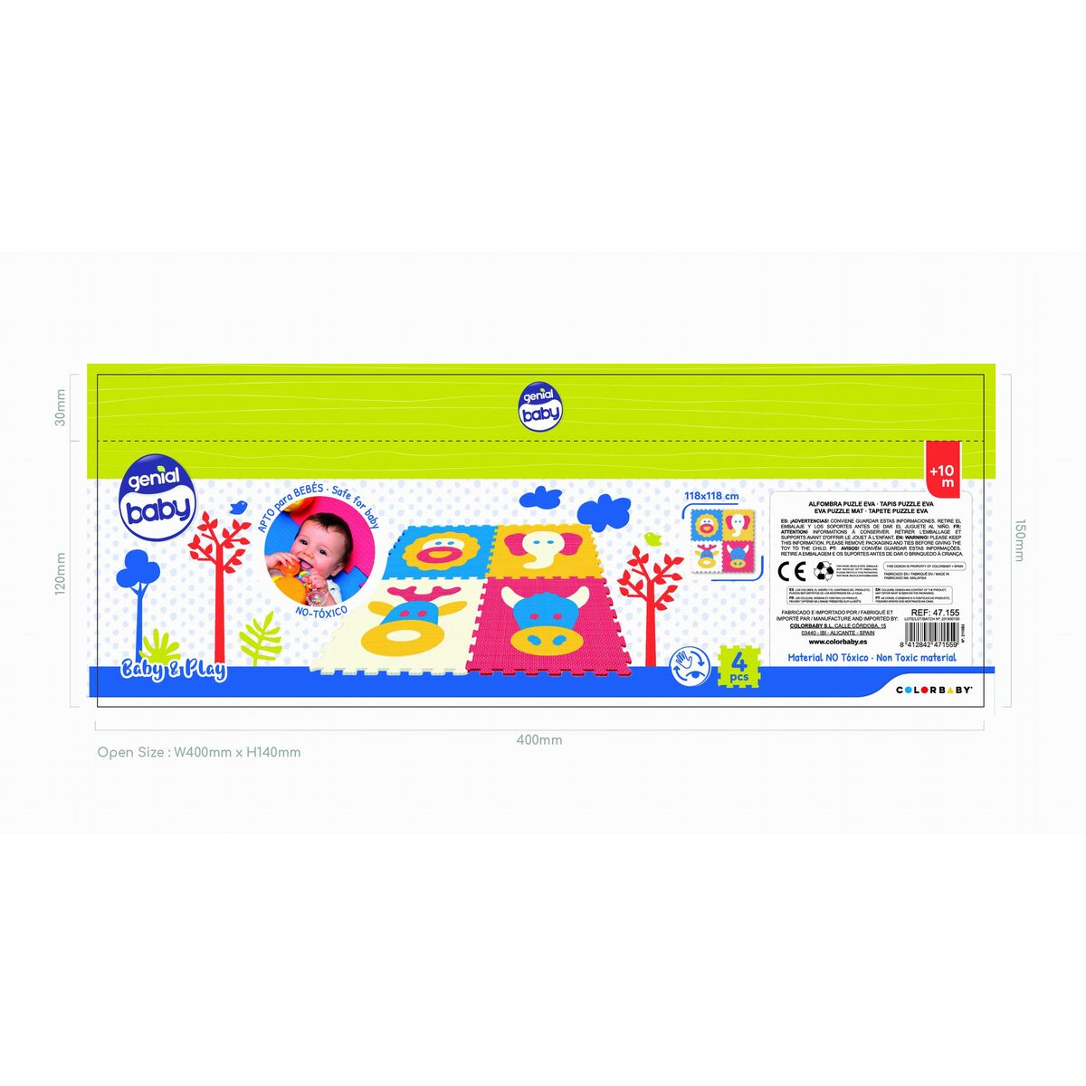 Puzzle Carpet Colorbaby 4 Pieces animals 118 x 118 cm EVA (2 Units)