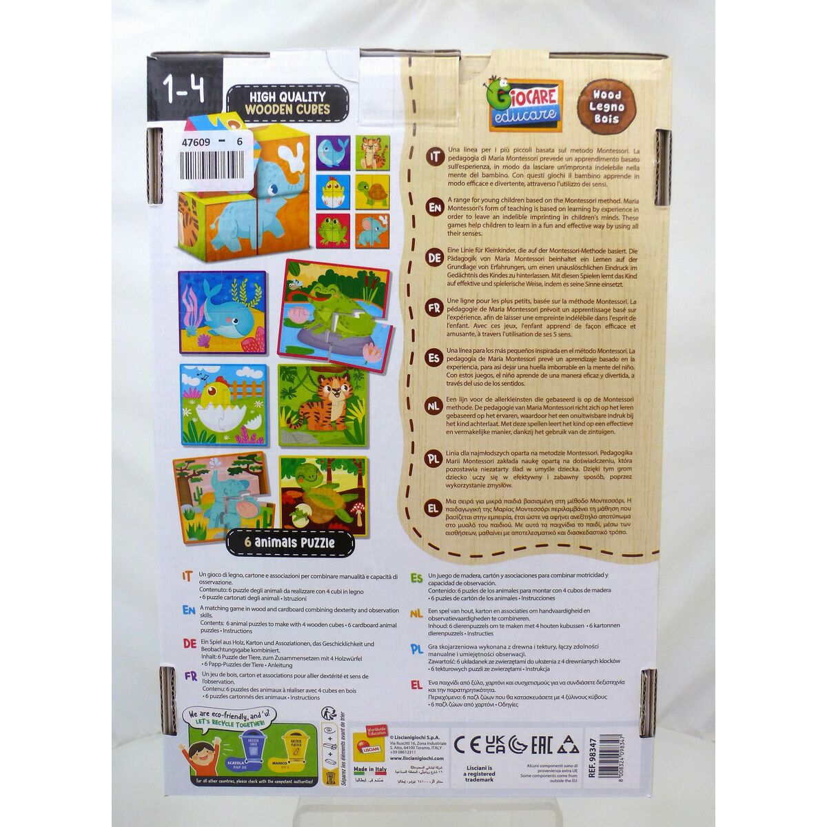 3D Puzzle Lisciani 4 Pieces 22 x 23 x 1 cm (6 Units) animals