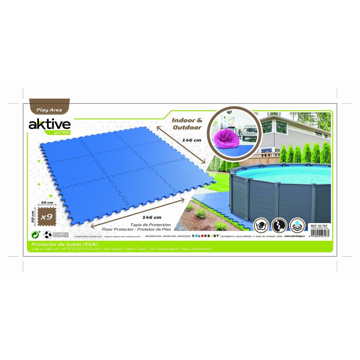 Child’s Puzzle Aktive Blue 9 Pieces Eva Rubber 50 x 0,4 x 50 cm (4 Units)