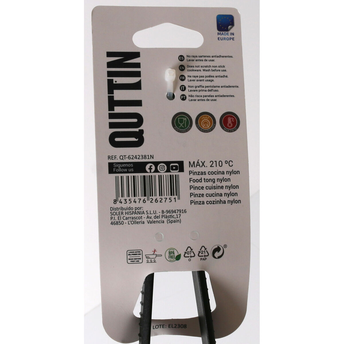 Kitchen Pegs Quttin Black Nylon 28 x 8 x 1,7 cm (24 Units)