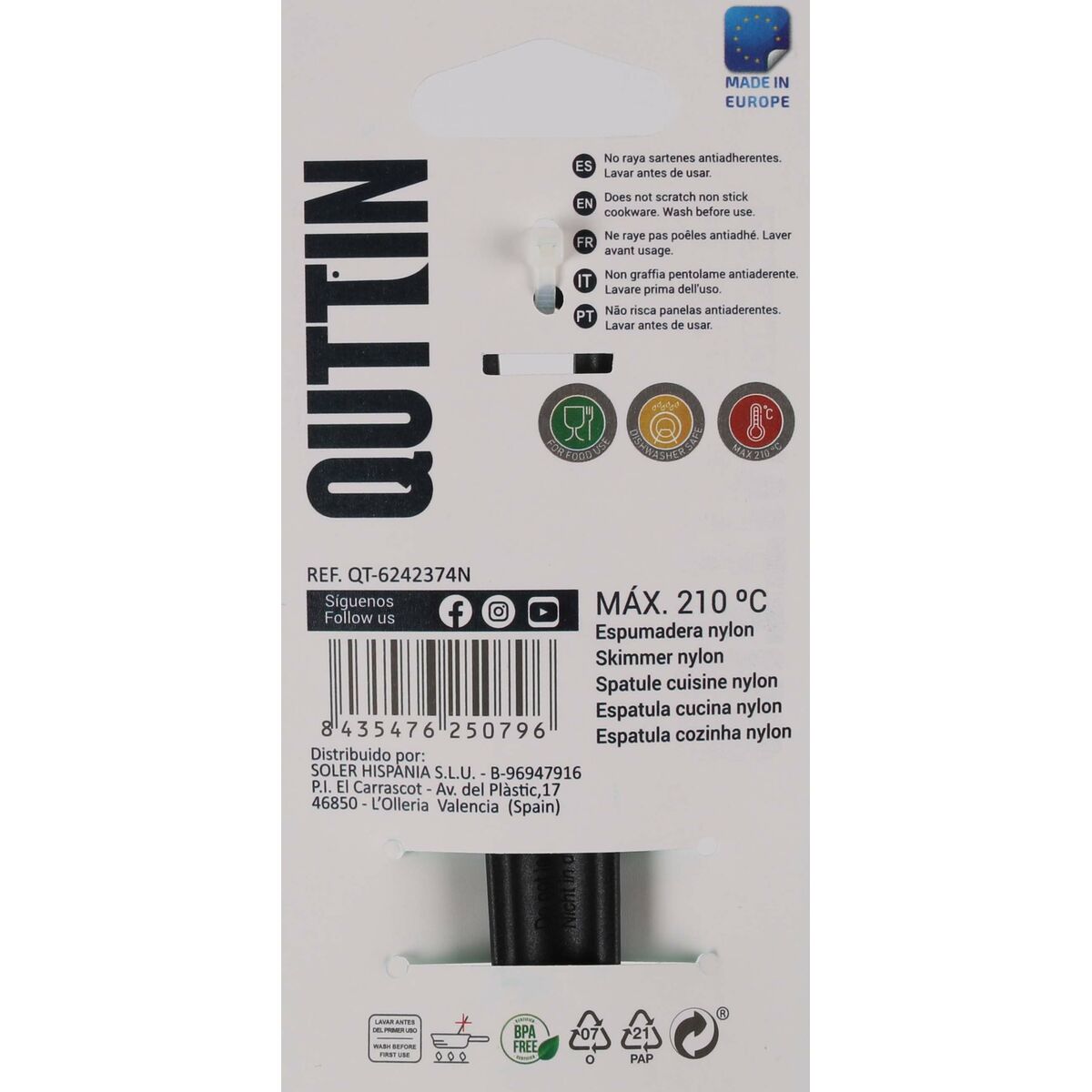 Skimmer Quttin Bottles of wine Black Nylon 30 x 9,5 cm (24 Units)
