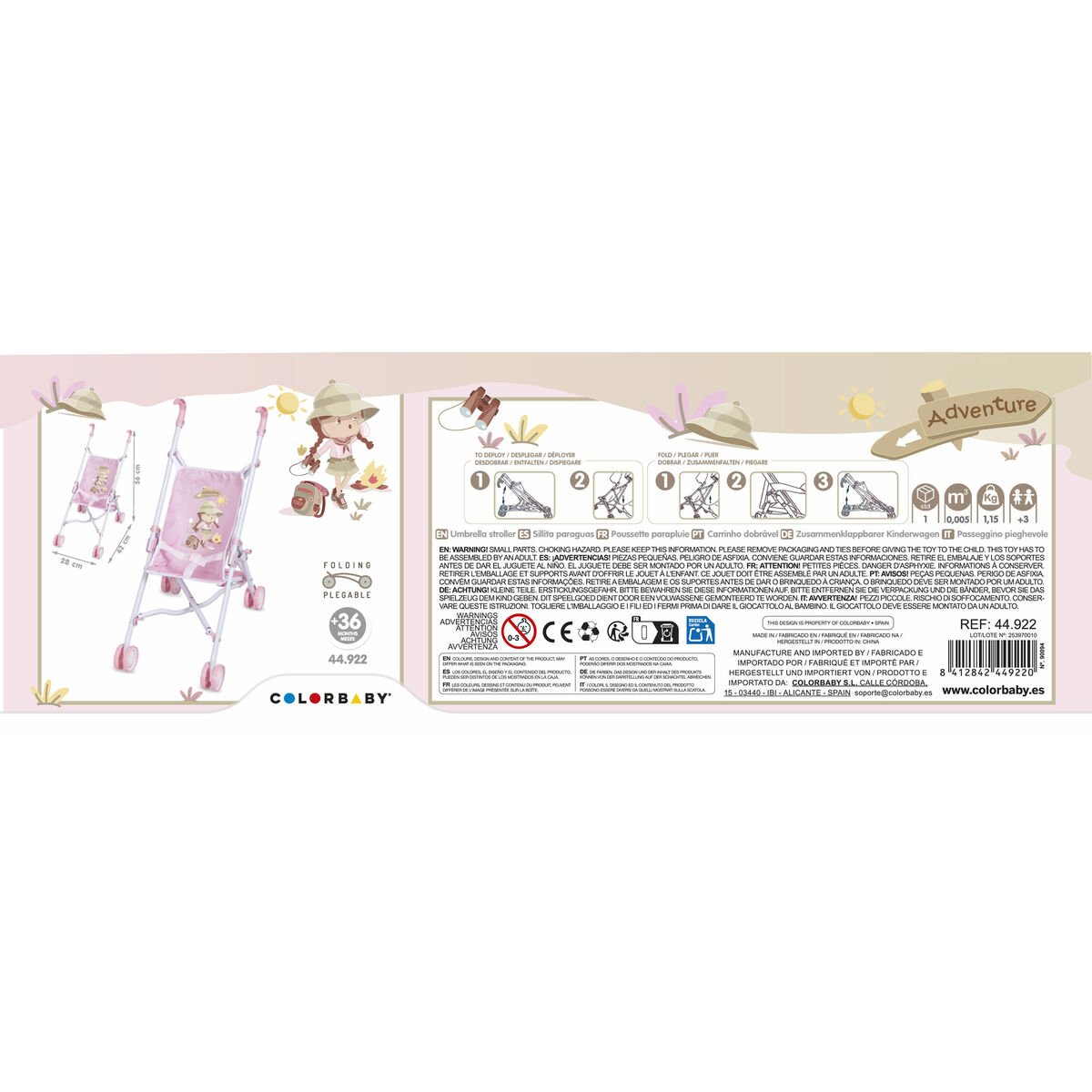 Chair for Dolls Colorbaby Adventure 28 x 56 x 42 cm 12 Units