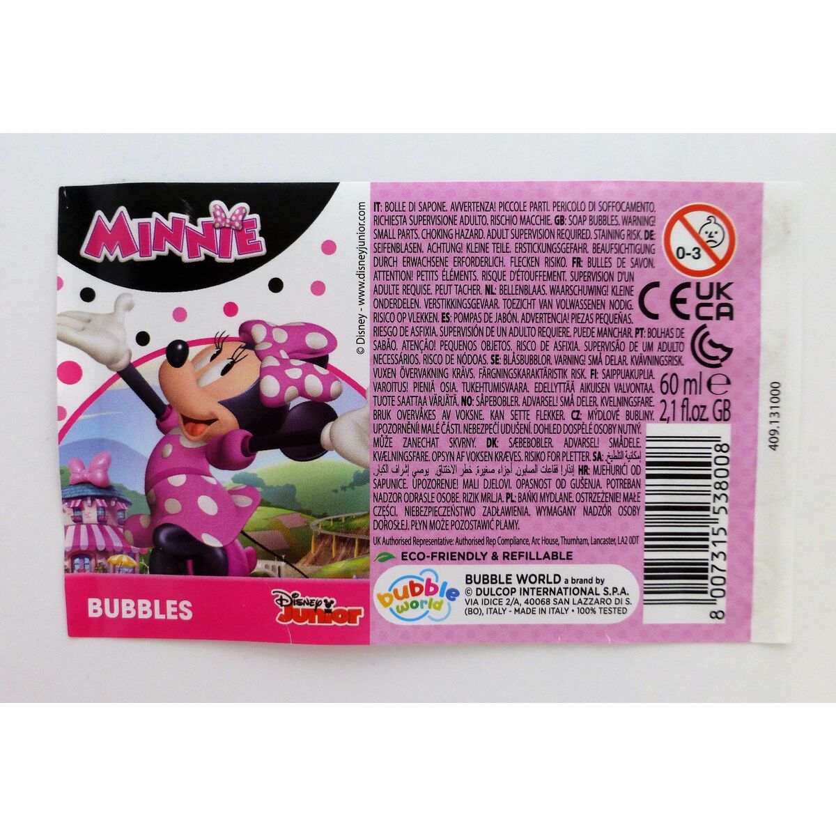 Bubble Blowing Game Minnie Mouse 3,8 x 11,5 x 3,8 cm (24 Units)