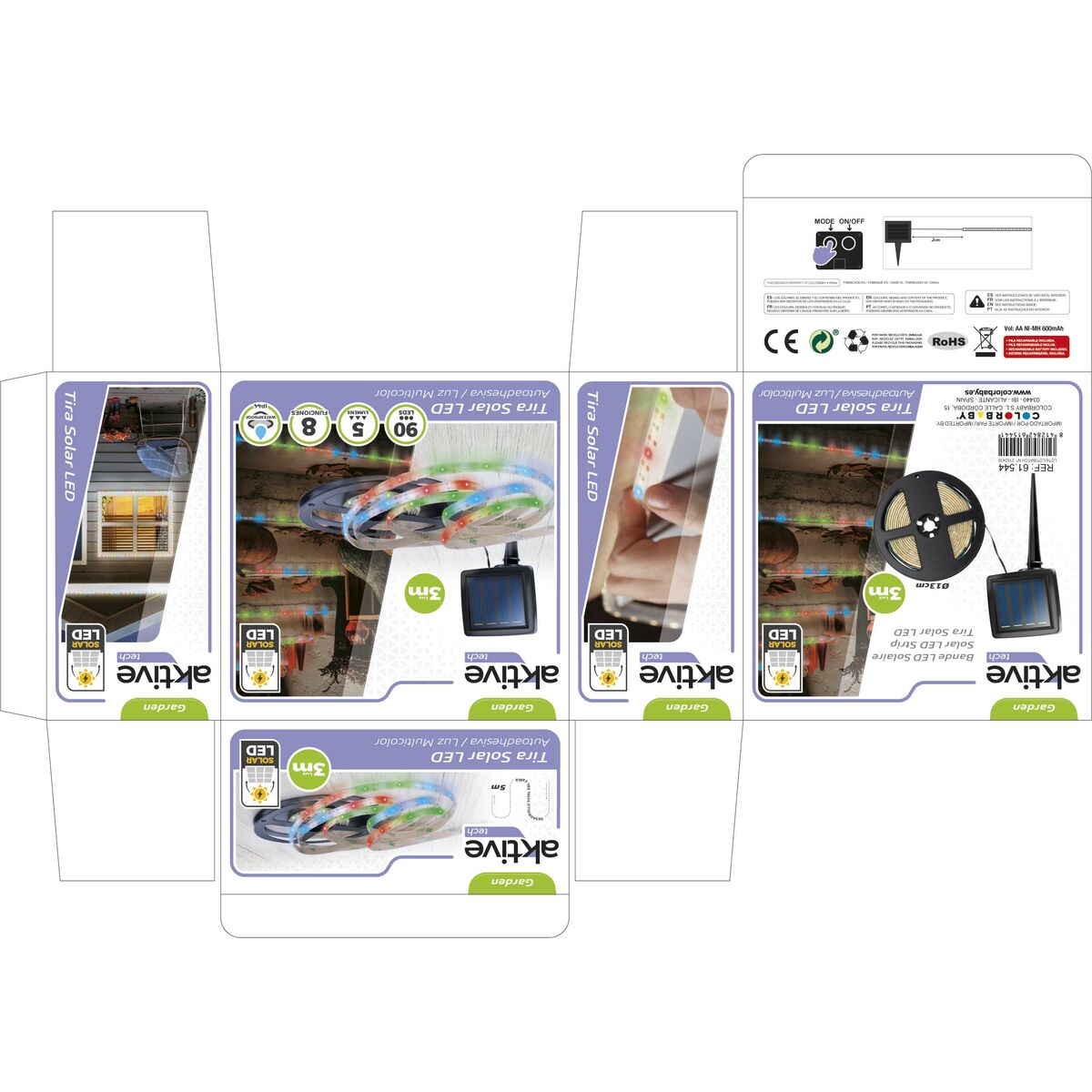 Strip of lights Aktive LED Multicolour Garden 3 m (6 Units)