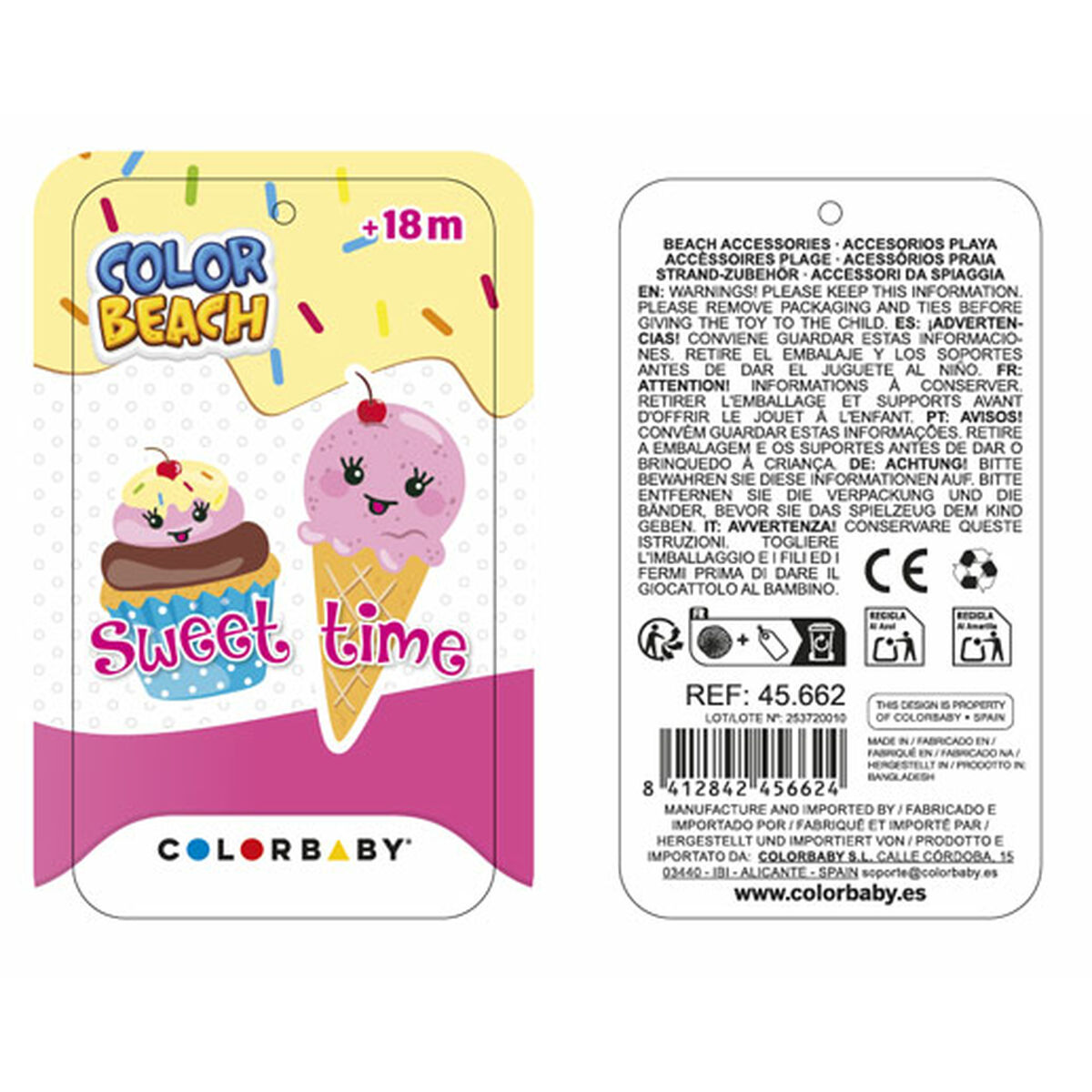 Beach toys set Colorbaby 15 Pieces Moulds Ice cream Cupcake (24 Units)