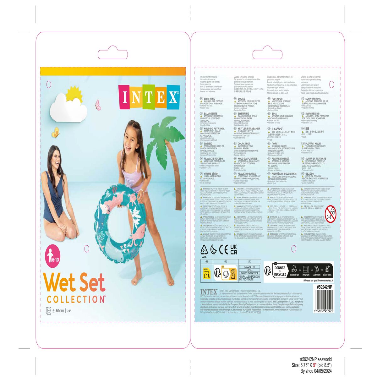 Inflatable Floating Doughnut Intex Ø 61 cm (36 Units)
