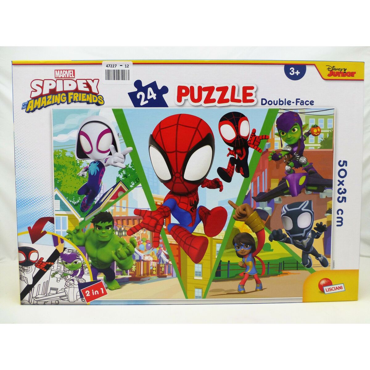 Child’s Puzzle Spidey Double-sided 50 x 35 cm 24 Pieces (12 Units)