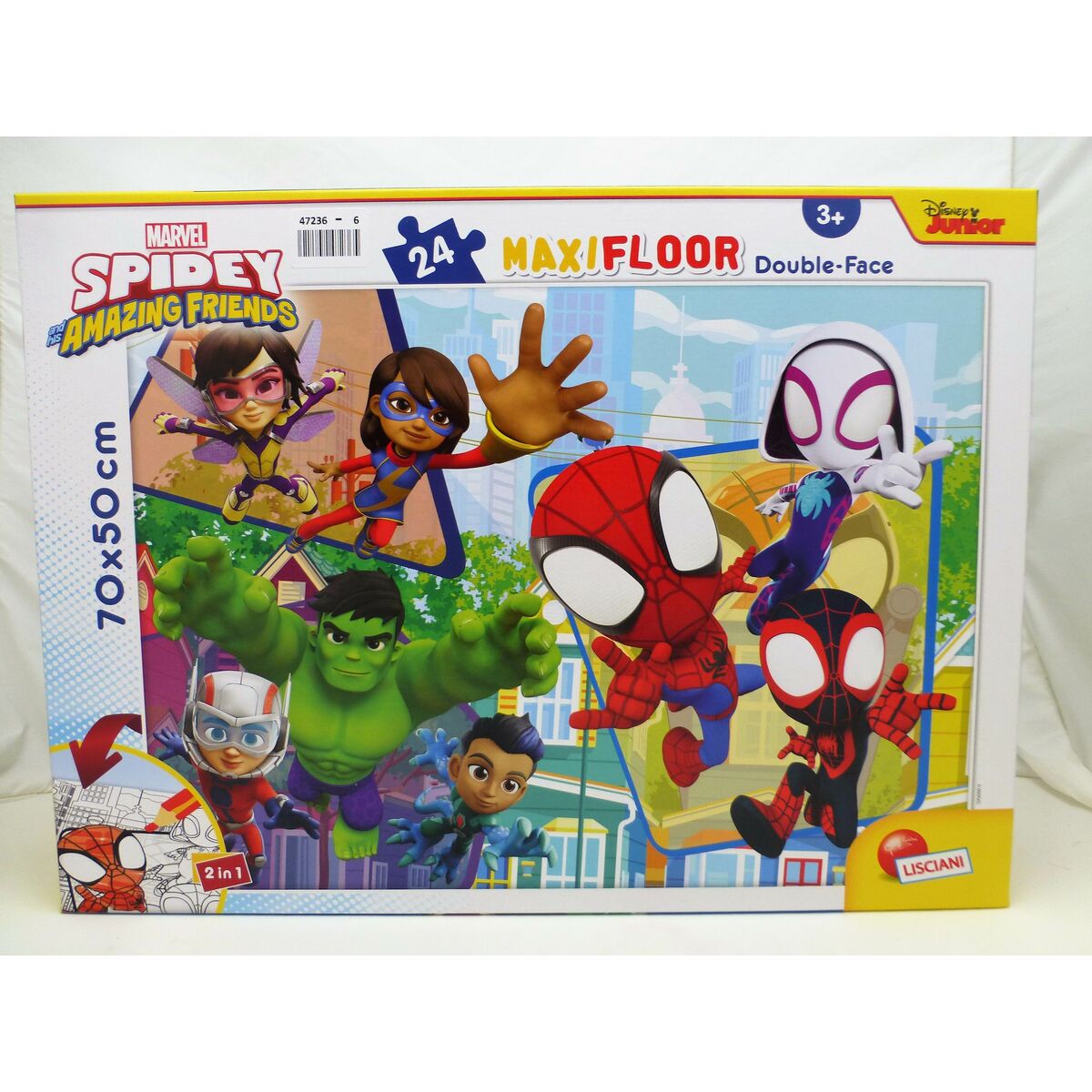 Child’s Puzzle Spidey Double-sided 24 Pieces 70 x 1,5 x 50 cm (6 Units)
