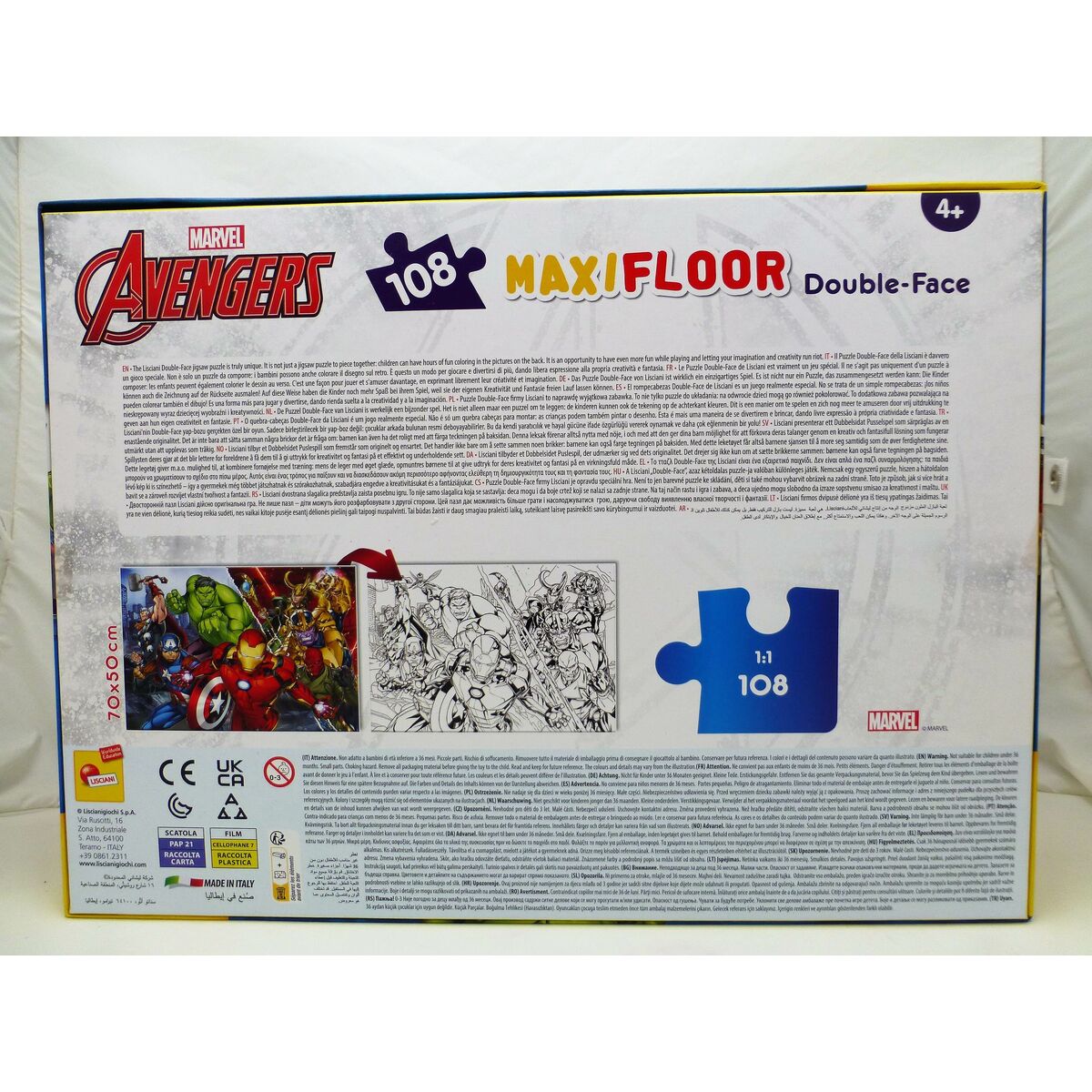 Child’s Puzzle The Avengers Double-sided 108 Pieces 70 x 1,5 x 50 cm (6 Units)