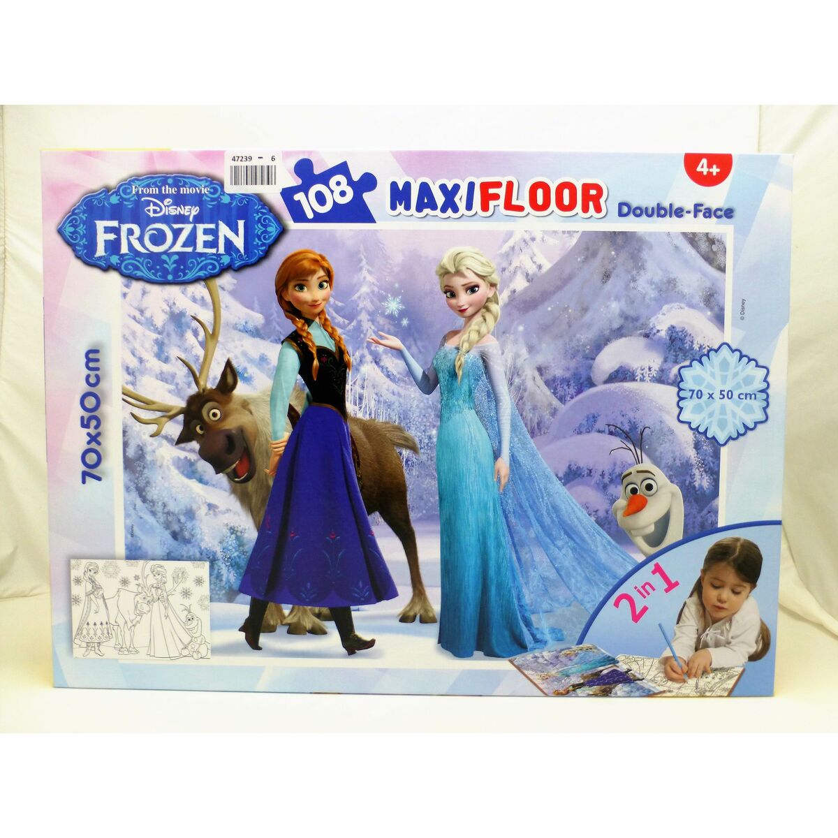 Child’s Puzzle Frozen Double-sided 108 Pieces 70 x 1,5 x 50 cm (6 Units)