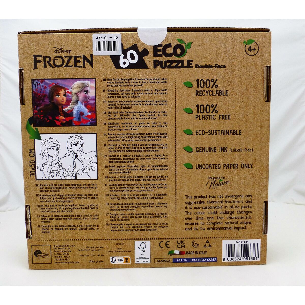 Child’s Puzzle Frozen Double-sided 60 Pieces 70 x 1,5 x 50 cm (12 Units)